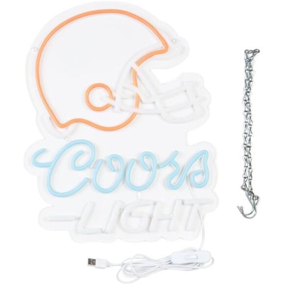 Coors LIGHT Beer Football LED Neon Sign Wall Decor Man Cave Restaurant Bar NEW - Picture 4 of 7